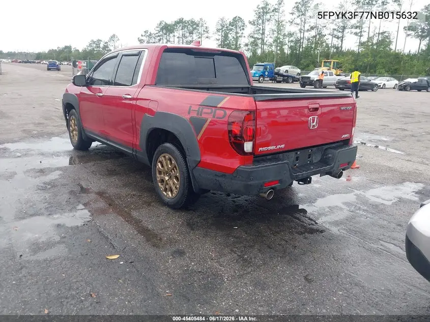 2022 Honda Ridgeline Rtl-E VIN: 5FPYK3F77NB015632 Lot: 45405484