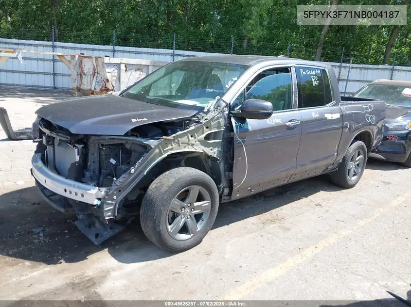 2022 Honda Ridgeline Rtl-E VIN: 5FPYK3F71NB004187 Lot: 45526297
