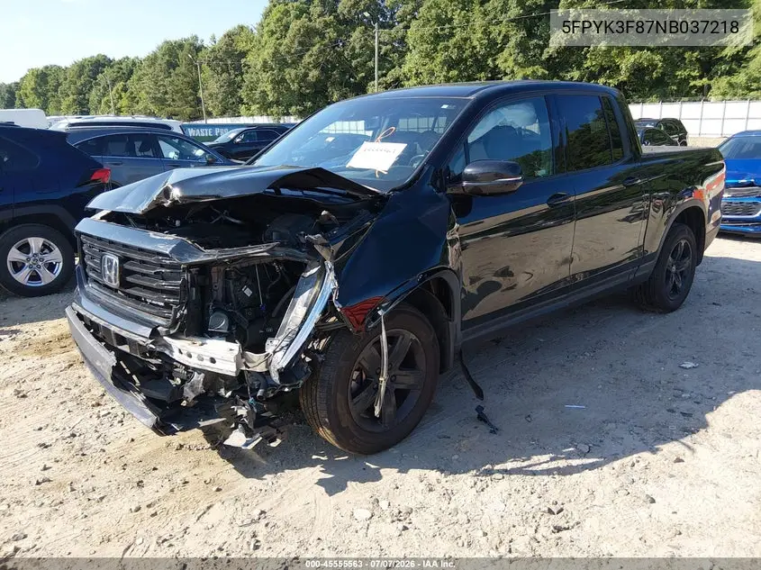 2022 Honda Ridgeline Black Edition VIN: 5FPYK3F87NB037218 Lot: 45555563