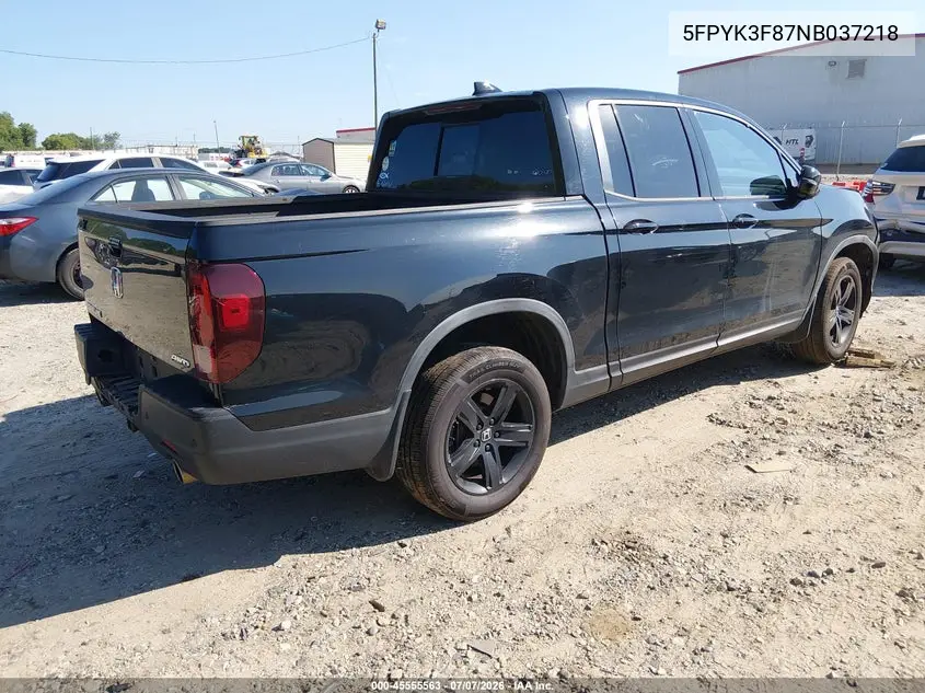 2022 Honda Ridgeline Black Edition VIN: 5FPYK3F87NB037218 Lot: 45555563