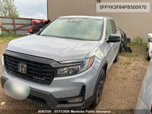 2023 Honda Ridgeline Black Edition VIN: 5FPYK3F84PB500970 Lot: 20267520