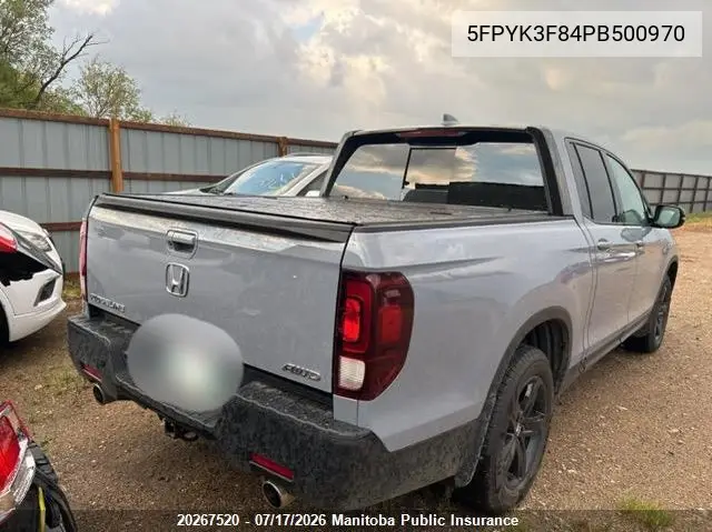 2023 Honda Ridgeline Black Edition VIN: 5FPYK3F84PB500970 Lot: 20267520