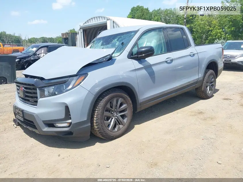 2023 Honda Ridgeline Sport VIN: 5FPYK3F1XPB059025 Lot: 45525725