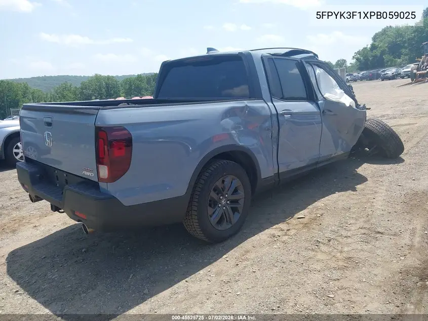 2023 Honda Ridgeline Sport VIN: 5FPYK3F1XPB059025 Lot: 45525725