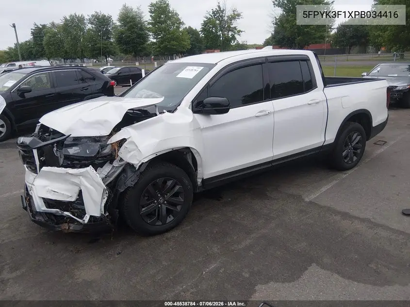 2023 Honda Ridgeline Sport VIN: 5FPYK3F1XPB034416 Lot: 45538784