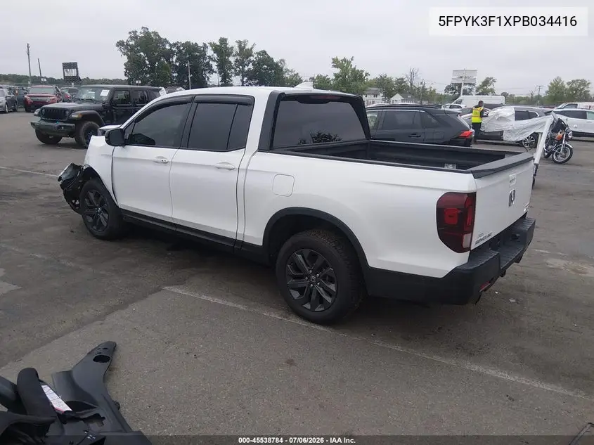 2023 Honda Ridgeline Sport VIN: 5FPYK3F1XPB034416 Lot: 45538784