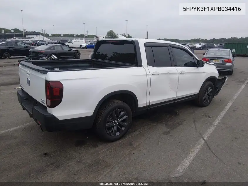2023 Honda Ridgeline Sport VIN: 5FPYK3F1XPB034416 Lot: 45538784