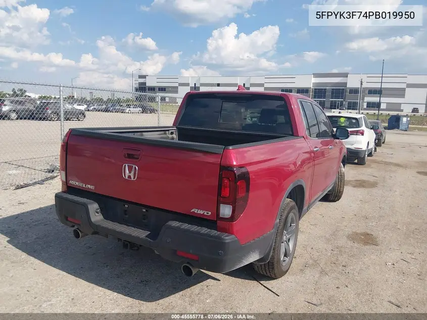 2023 Honda Ridgeline Rtl-E VIN: 5FPYK3F74PB019950 Lot: 45555778