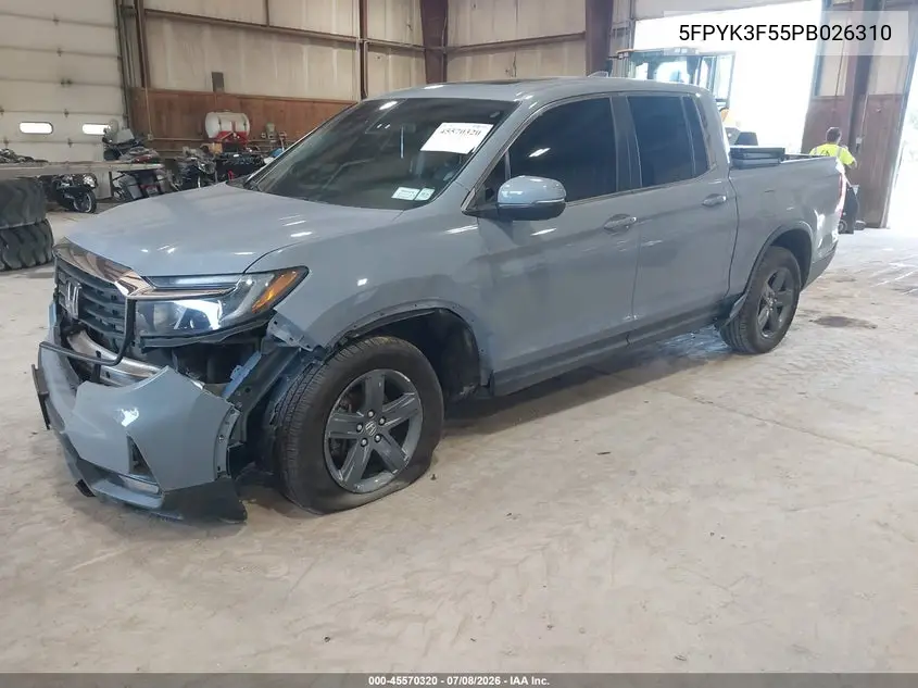 2023 Honda Ridgeline Rtl VIN: 5FPYK3F55PB026310 Lot: 45570320