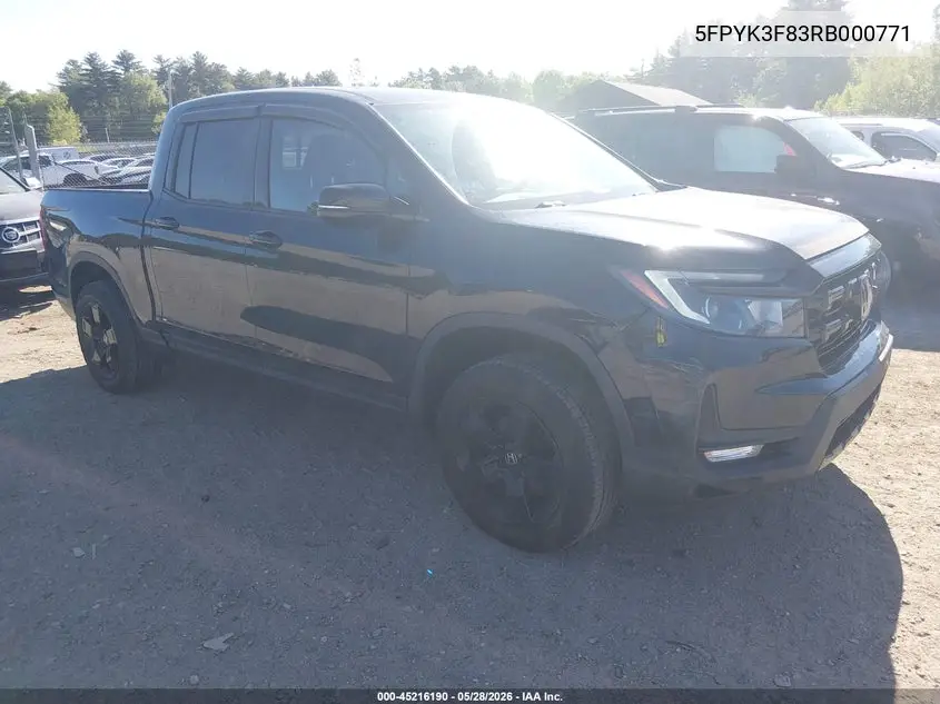 2024 Honda Ridgeline Black Edition VIN: 5FPYK3F83RB000771 Lot: 45216190