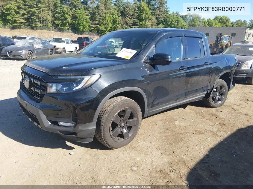 2024 Honda Ridgeline Black Edition VIN: 5FPYK3F83RB000771 Lot: 45216190