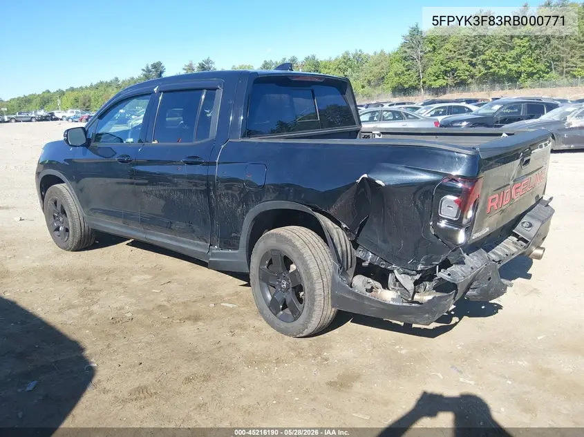 2024 Honda Ridgeline Black Edition VIN: 5FPYK3F83RB000771 Lot: 45216190