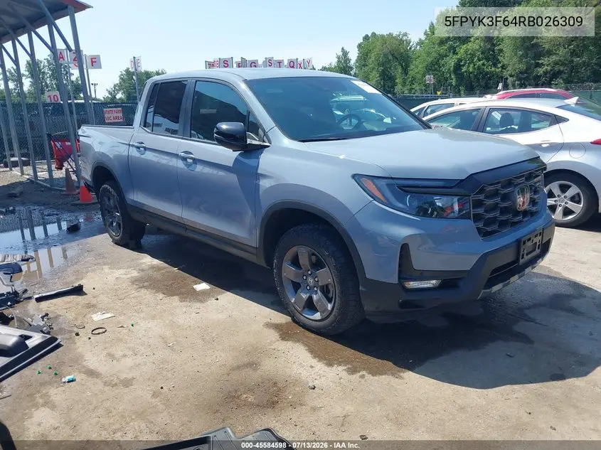 2024 Honda Ridgeline Trailsport VIN: 5FPYK3F64RB026309 Lot: 45584598