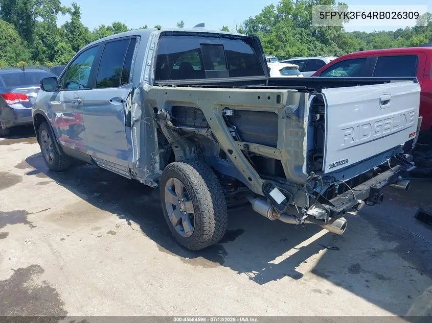 2024 Honda Ridgeline Trailsport VIN: 5FPYK3F64RB026309 Lot: 45584598
