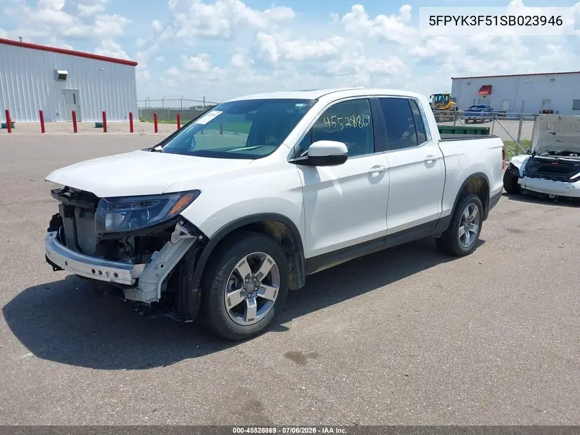 2025 Honda Ridgeline Rtl VIN: 5FPYK3F51SB023946 Lot: 45528869