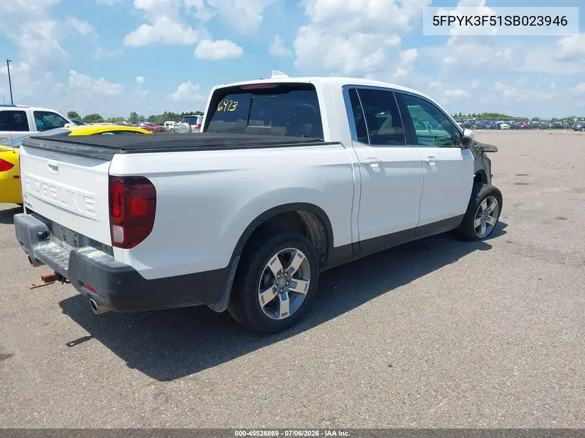 2025 Honda Ridgeline Rtl VIN: 5FPYK3F51SB023946 Lot: 45528869