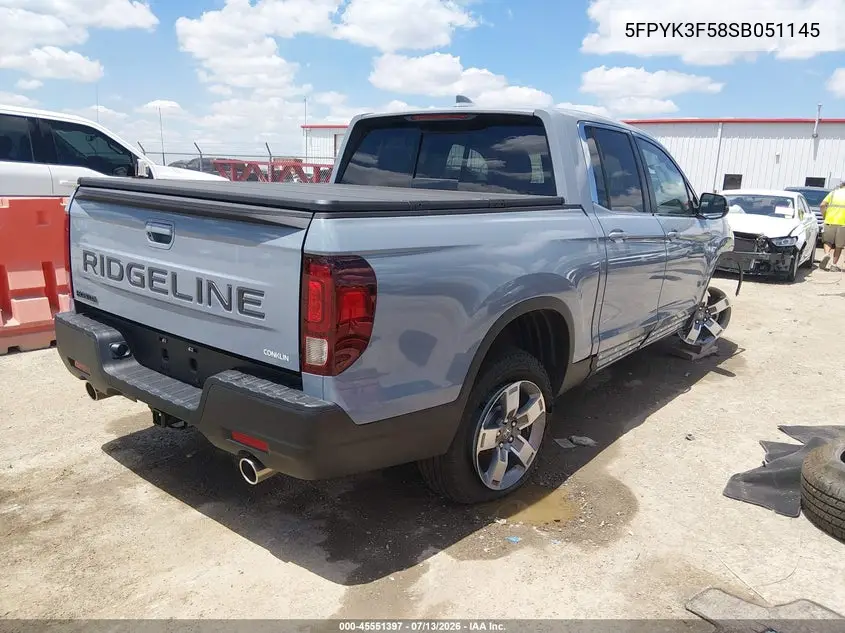2025 Honda Ridgeline Rtl VIN: 5FPYK3F58SB051145 Lot: 45551397