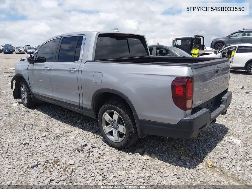 2025 Honda Ridgeline Rtl VIN: 5FPYK3F54SB033550 Lot: 45616583