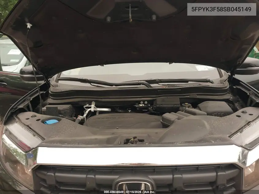 2025 Honda Ridgeline Rtl VIN: 5FPYK3F58SB045149 Lot: 45634549