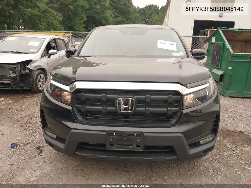 2025 Honda Ridgeline Rtl VIN: 5FPYK3F58SB045149 Lot: 45634549