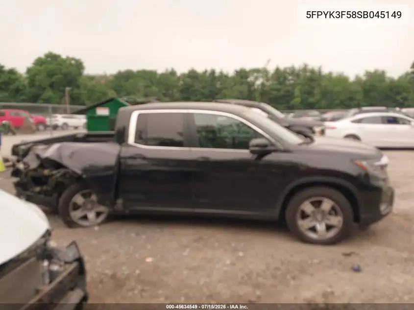 2025 Honda Ridgeline Rtl VIN: 5FPYK3F58SB045149 Lot: 45634549