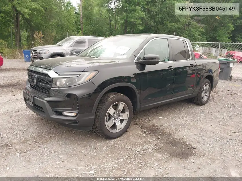 2025 Honda Ridgeline Rtl VIN: 5FPYK3F58SB045149 Lot: 45634549
