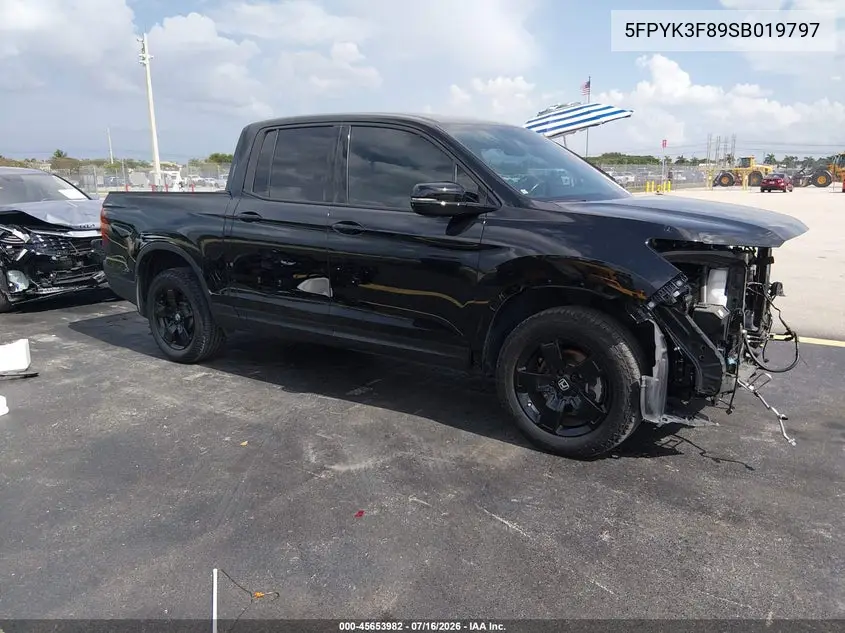 2025 Honda Ridgeline Black Edition VIN: 5FPYK3F89SB019797 Lot: 45653982