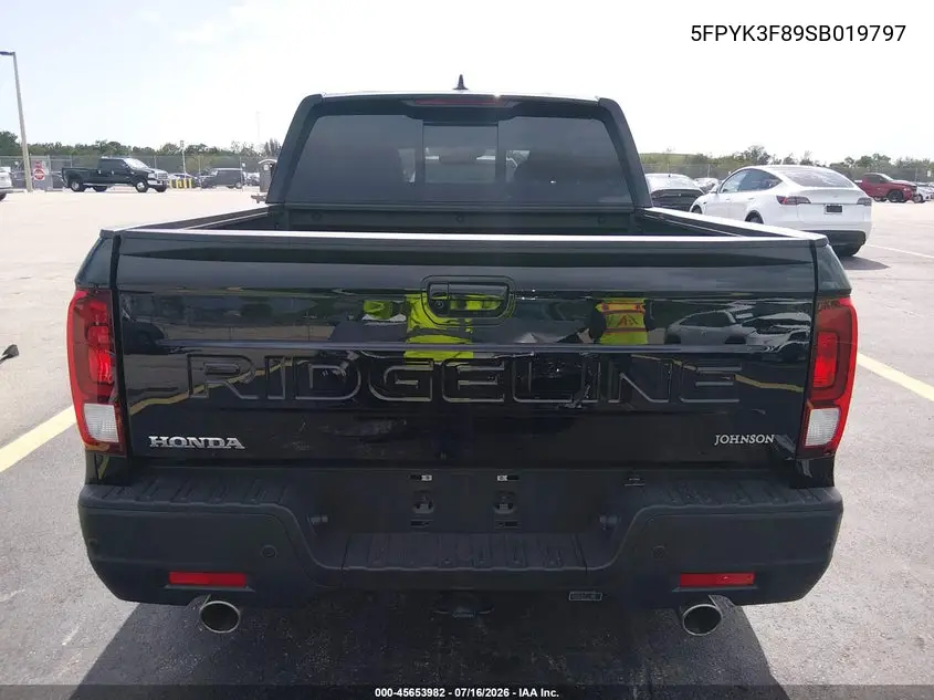 2025 Honda Ridgeline Black Edition VIN: 5FPYK3F89SB019797 Lot: 45653982