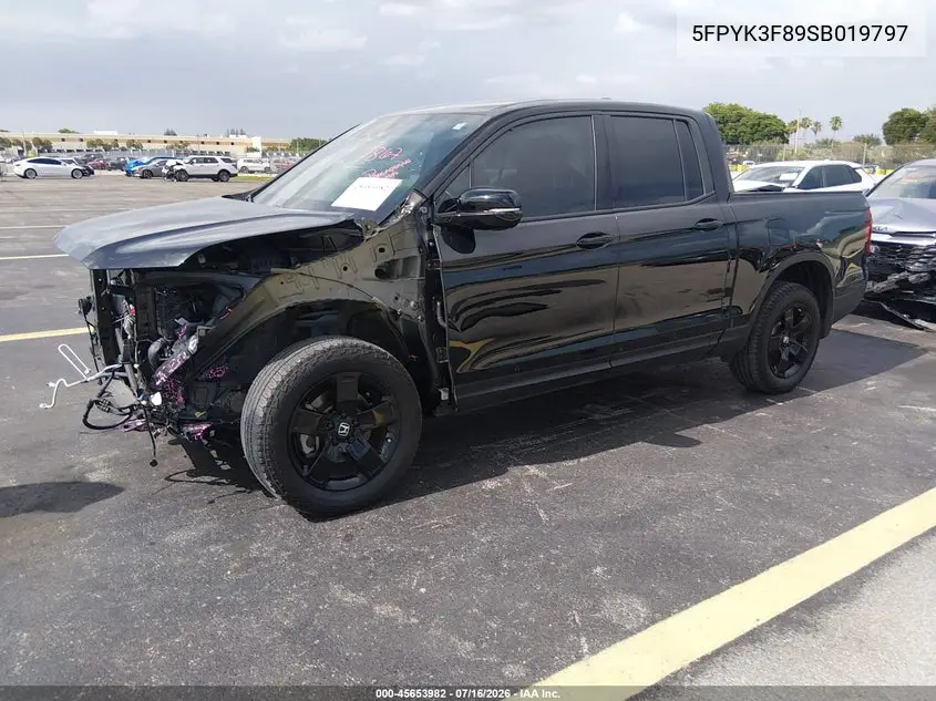 2025 Honda Ridgeline Black Edition VIN: 5FPYK3F89SB019797 Lot: 45653982