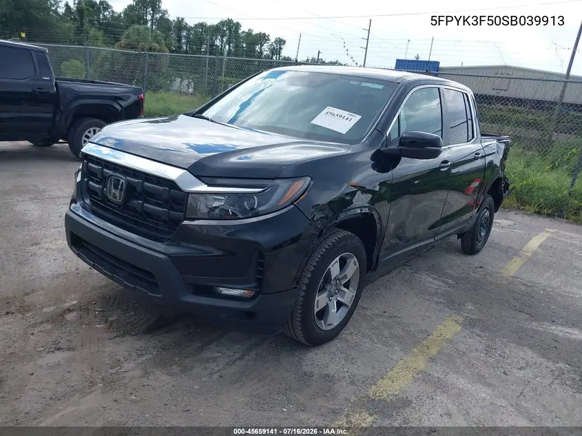 2025 Honda Ridgeline Rtl VIN: 5FPYK3F50SB039913 Lot: 45659141
