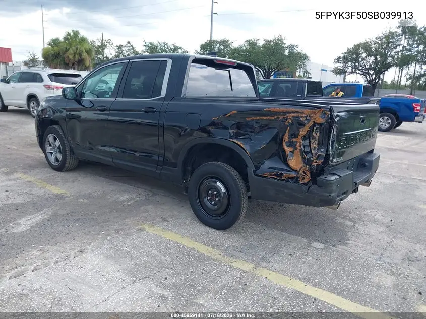 2025 Honda Ridgeline Rtl VIN: 5FPYK3F50SB039913 Lot: 45659141