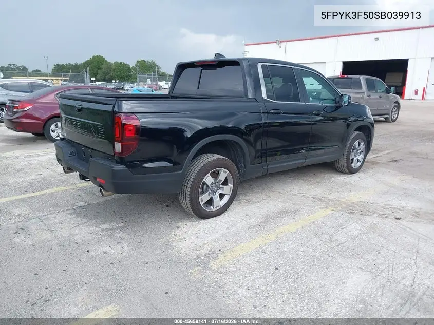 2025 Honda Ridgeline Rtl VIN: 5FPYK3F50SB039913 Lot: 45659141