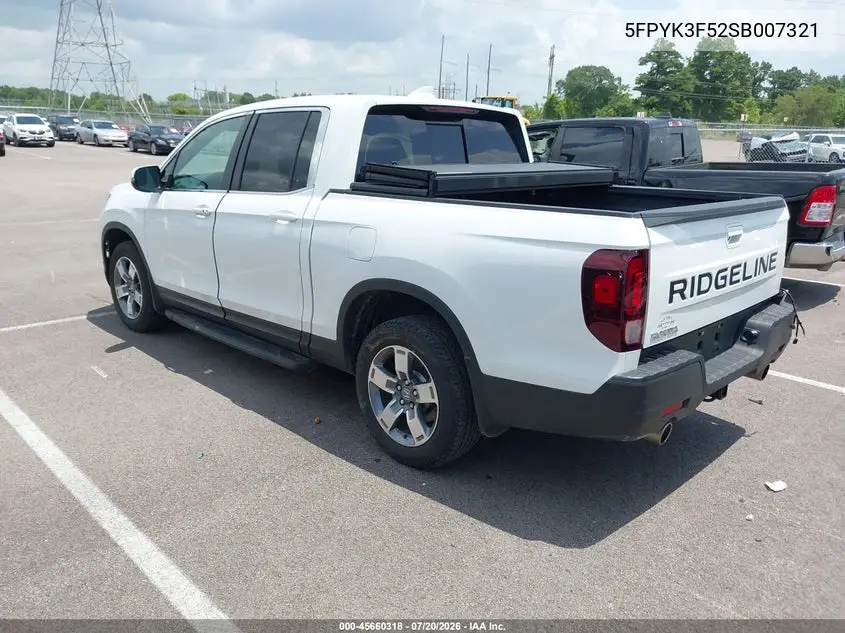 2025 Honda Ridgeline Rtl VIN: 5FPYK3F52SB007321 Lot: 45660318