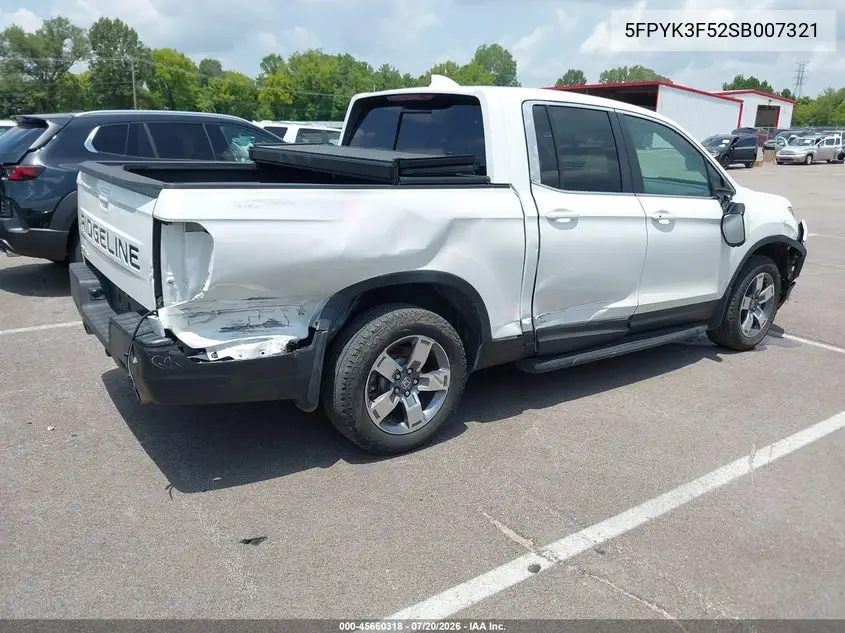 2025 Honda Ridgeline Rtl VIN: 5FPYK3F52SB007321 Lot: 45660318