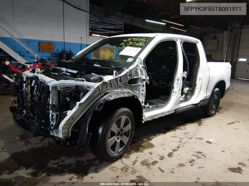 2026 Honda Ridgeline Black Edition VIN: 5FPYK3F85TB001511 Lot: 45537243