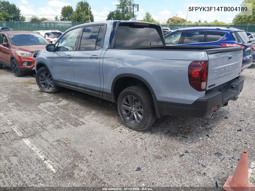 2026 Honda Ridgeline Sport VIN: 5FPYK3F14TB004189 Lot: 45564310
