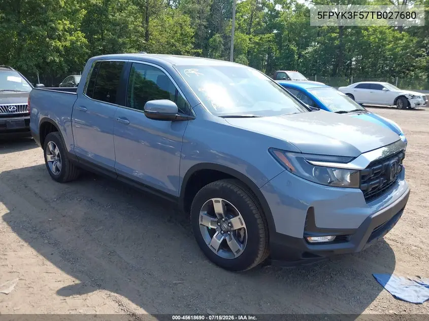 2026 Honda Ridgeline Rtl VIN: 5FPYK3F57TB027680 Lot: 45618690