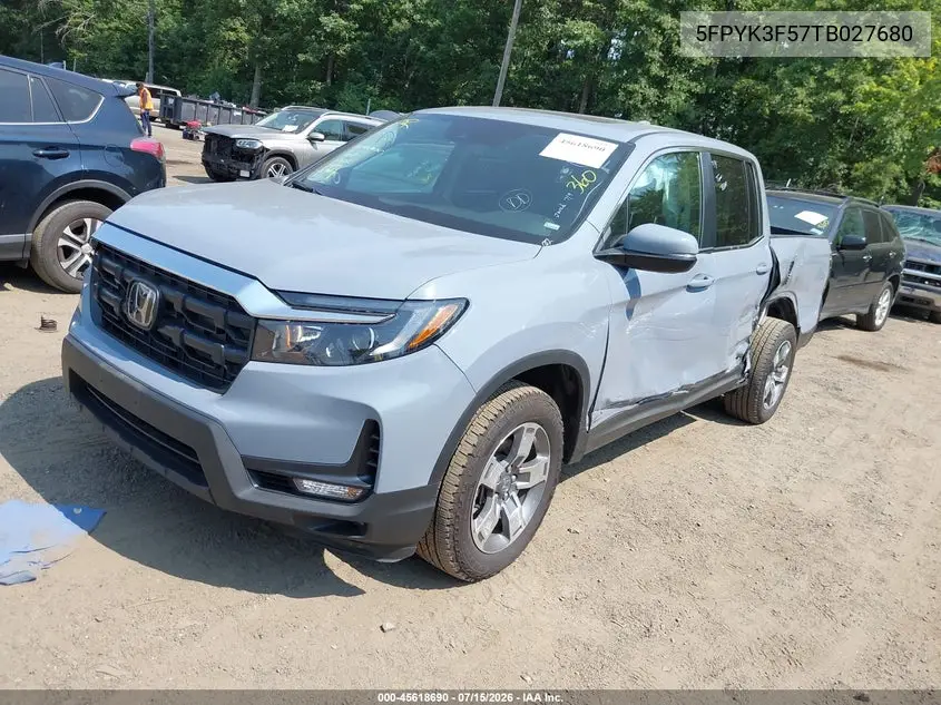 2026 Honda Ridgeline Rtl VIN: 5FPYK3F57TB027680 Lot: 45618690