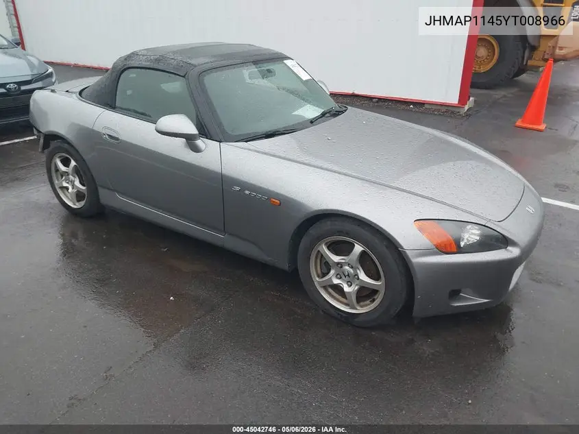 2000 Honda S2000 VIN: JHMAP1145YT008966 Lot: 45042746