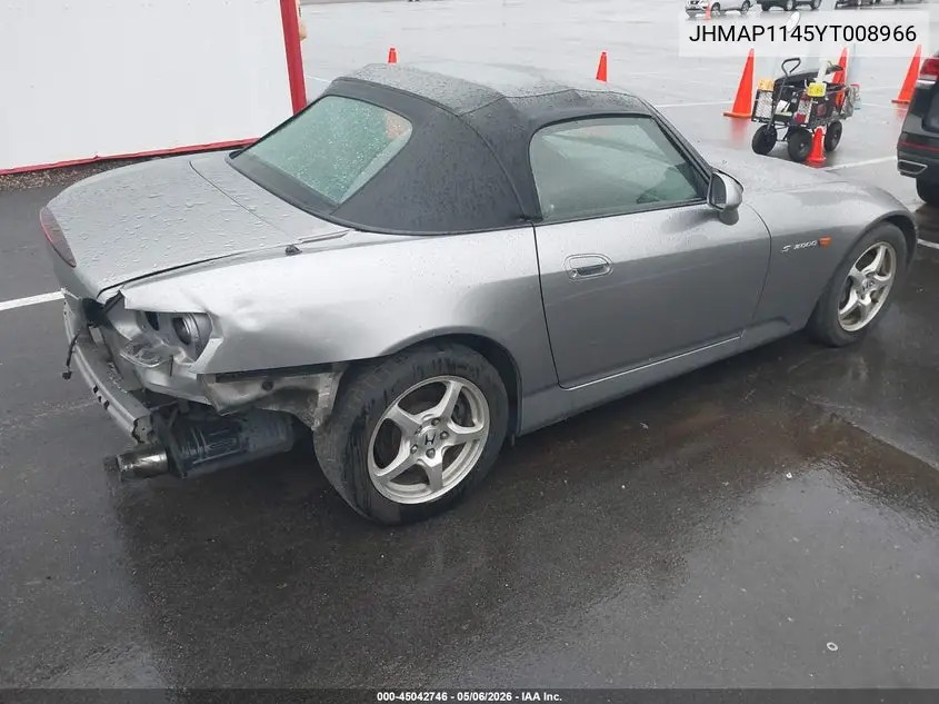2000 Honda S2000 VIN: JHMAP1145YT008966 Lot: 45042746