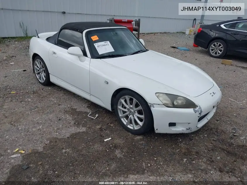 2000 Honda S2000 VIN: JHMAP114XYT003049 Lot: 45336611