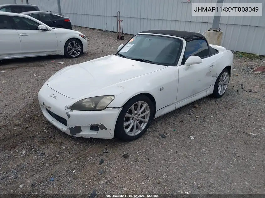 2000 Honda S2000 VIN: JHMAP114XYT003049 Lot: 45336611