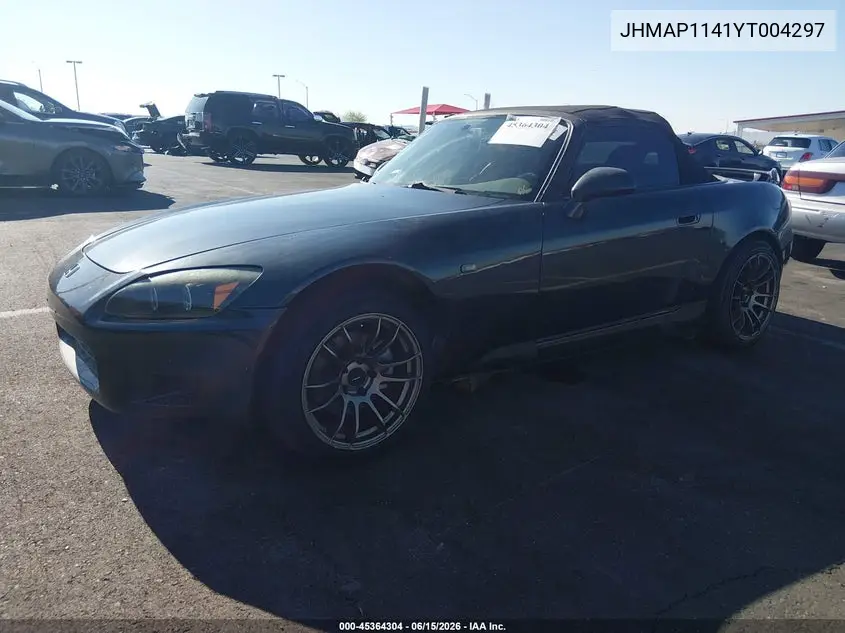 2000 Honda S2000 VIN: JHMAP1141YT004297 Lot: 45364304