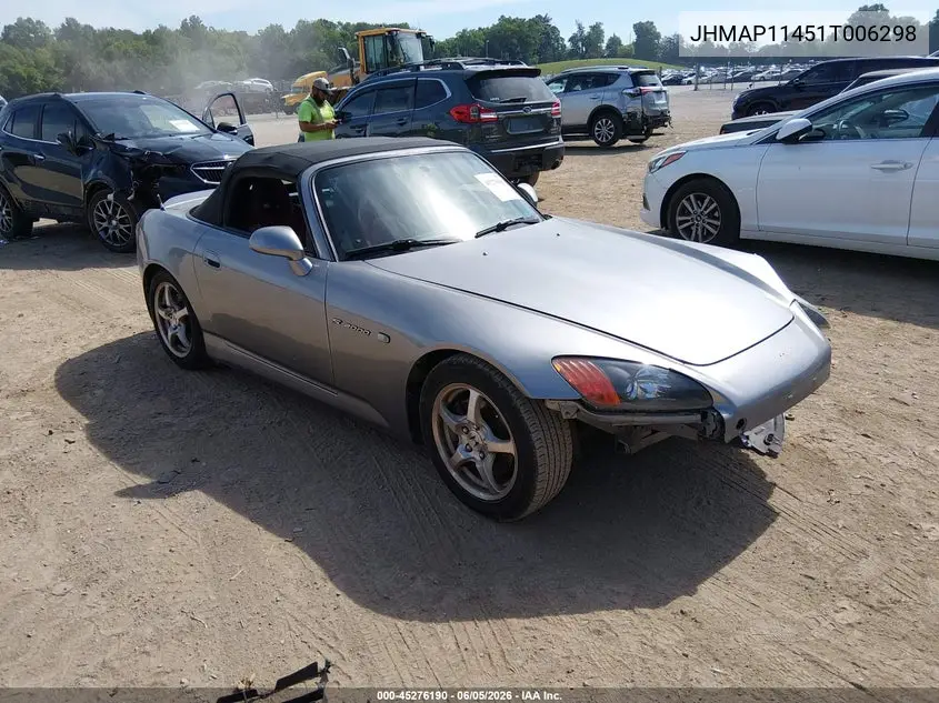 2001 Honda S2000 VIN: JHMAP11451T006298 Lot: 45276190