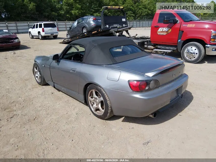 2001 Honda S2000 VIN: JHMAP11451T006298 Lot: 45276190