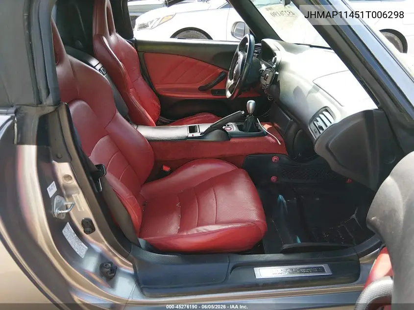 2001 Honda S2000 VIN: JHMAP11451T006298 Lot: 45276190
