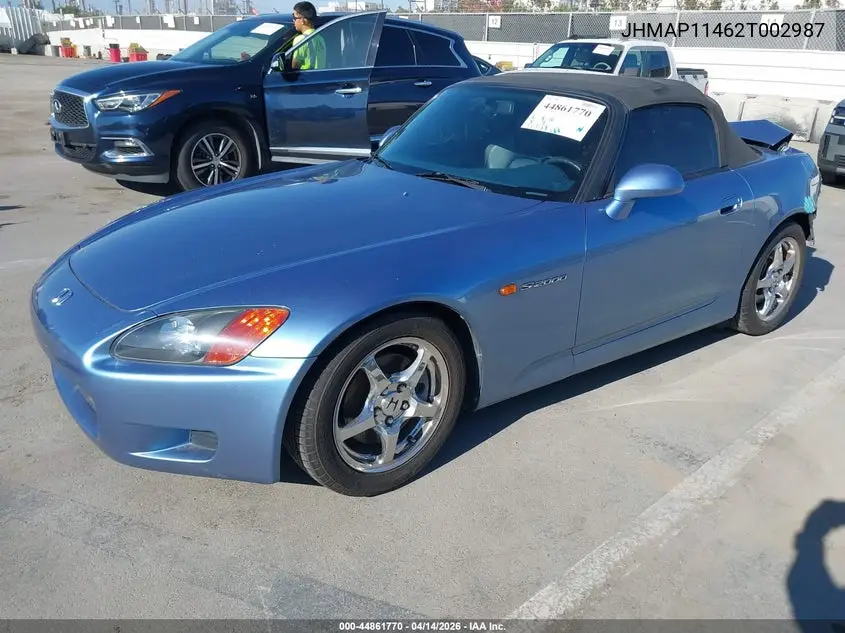 2002 Honda S2000 VIN: JHMAP11462T002987 Lot: 44861770