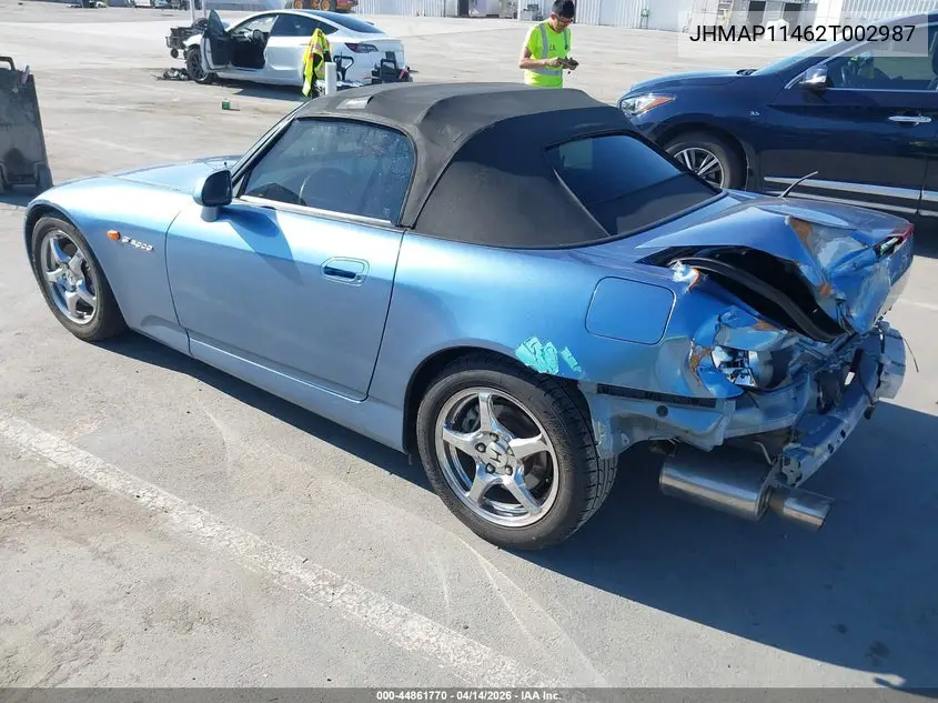 2002 Honda S2000 VIN: JHMAP11462T002987 Lot: 44861770