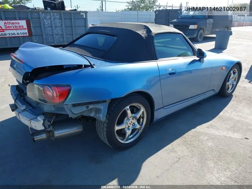 2002 Honda S2000 VIN: JHMAP11462T002987 Lot: 44861770