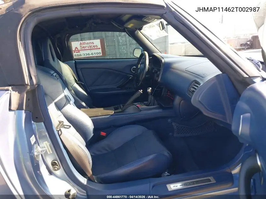 2002 Honda S2000 VIN: JHMAP11462T002987 Lot: 44861770